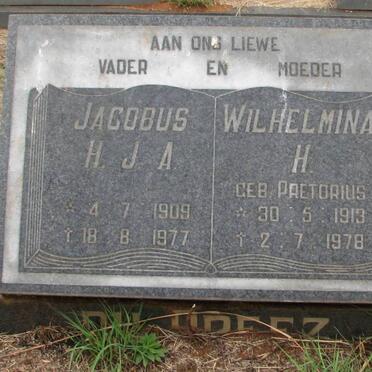 PREEZ Jacobus H.J.A., du 1909-1977 &amp; Wilhelmina H. PRETORIUS 1913-1978