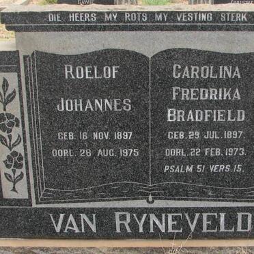 RYNEVELD Roelof Johannes, van 1897-1975 &amp; Carolina Fredrika Bradfield 1897-1973
