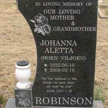 ROBINSON Johanna Aletta nee VILJOEN 1922-2009