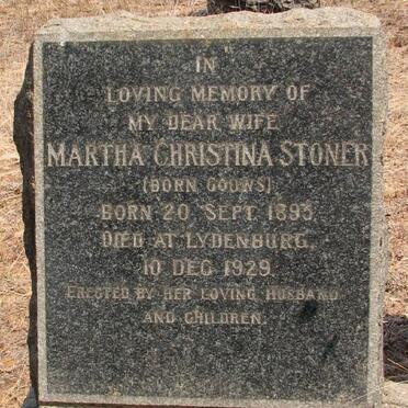 STONER Martha Christina nee GOUWS 1893-1929