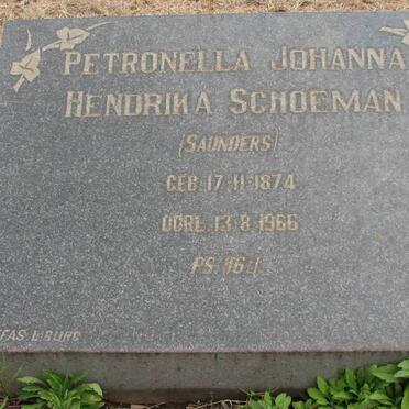 SCHOEMAN Petronella Johanna Hendrika nee SAUNDERS 1874-1966
