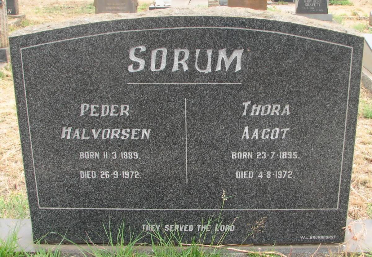 SORUM Peder Halvorsen 1889-1972 &amp; Thora Aagot 1895-1972