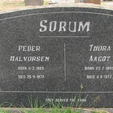 SORUM Peder Halvorsen 1889-1972 &amp; Thora Aagot 1895-1972