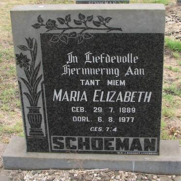 SCHOEMAN Maria Elizabeth 1889-1977
