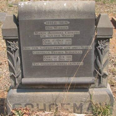SCHOEMAN Cornelus Petrus 1874-1917 &amp; Maria Jacomina Catrina VAN DER MERWE 1878-1940