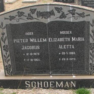 SCHOEMAN Pieter Willem Jacobus &amp; Elizabeth Maria Aletta 1880-1970
