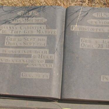 TOIT Christoffel Jacobus, du 1870-1963 &amp; Johanna Christina MARITZ 1888-1954