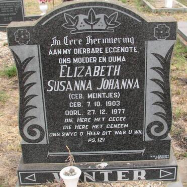 VENTER Elizabeth Susanna Johanna nee MEINTJIES 1903-1977