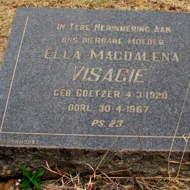 VISAGIE Ella Magdalena nee COETZER 1920-1967