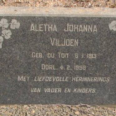 VILJOEN Aletha Johanna nee DU TOIT 1913-1958