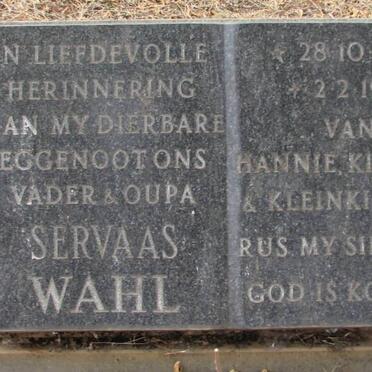 WAHL Servaas 1924-1981