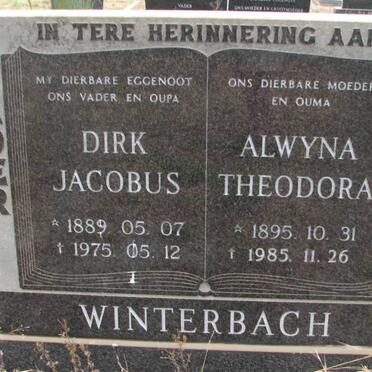 WINTERBACH Dirk Jacobus 1889-1975 &amp; Alwyna Theodora 1895-1985