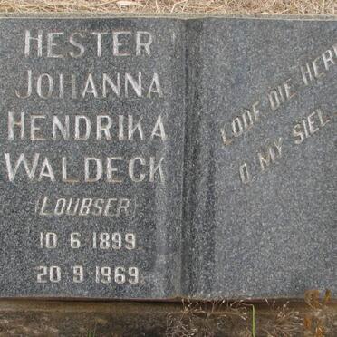 WALDECK Hester Johanna Hendrika nee LOUBSER 1899-1969