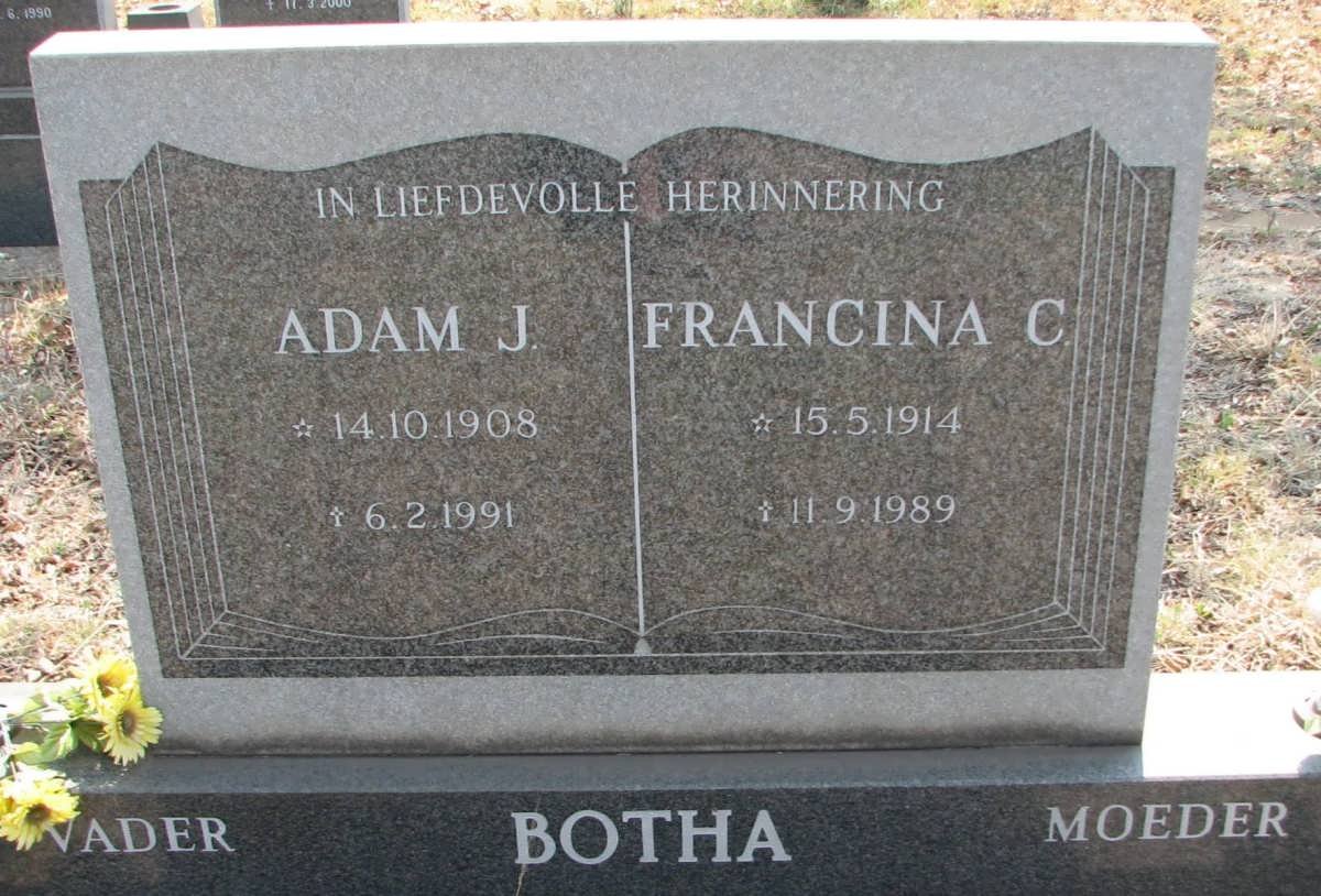 BOTHA Adam J. 1908-1991 & Francina C. 1914-1989