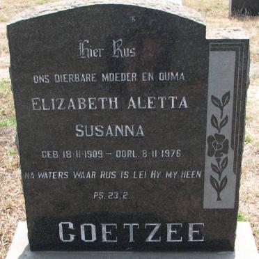 COETZEE Elizabeth Aletta Susanna 1909-1976