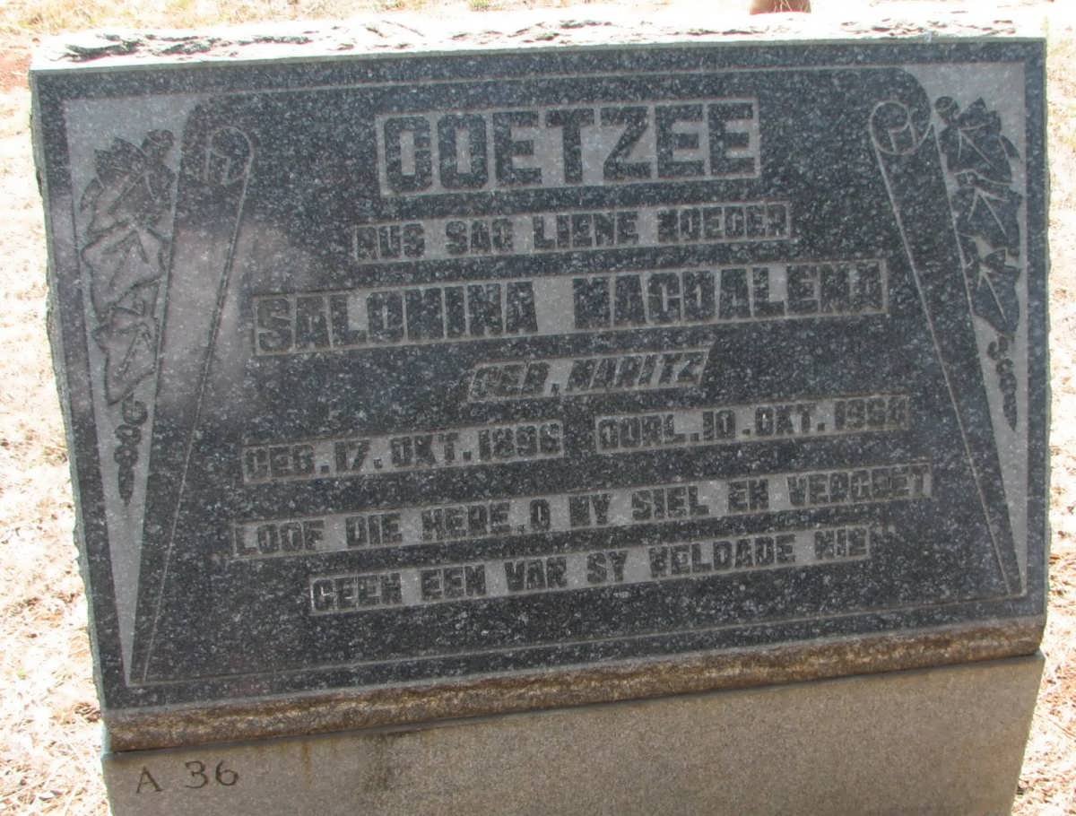 COETZEE Salomina Magdalena nee MARITZ 1896-1968