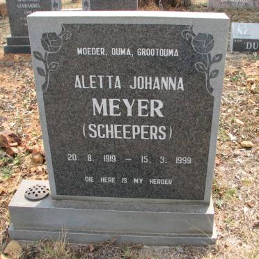 MEYER Aletta Johanna nee SCHEEPERS 1919-1999