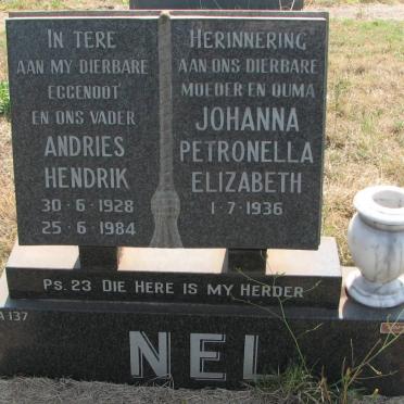 NEL Andries Hendrik 1928-1984 &amp; Johanna Petronella Elizabeth 1936-