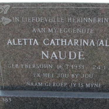 NAUDE Aletta Catharina nee EBERSÖHN 1933-1988