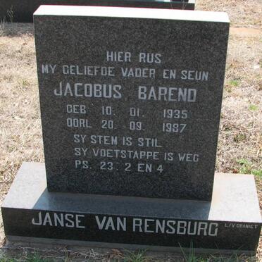 RENSBURG Jacobus Barend, Janse van 1935-1987