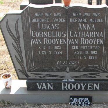 ROOŸEN Lukas Cornelius, van 1925-1984 &amp; Anna Catharina POTGIETER 1913-1984
