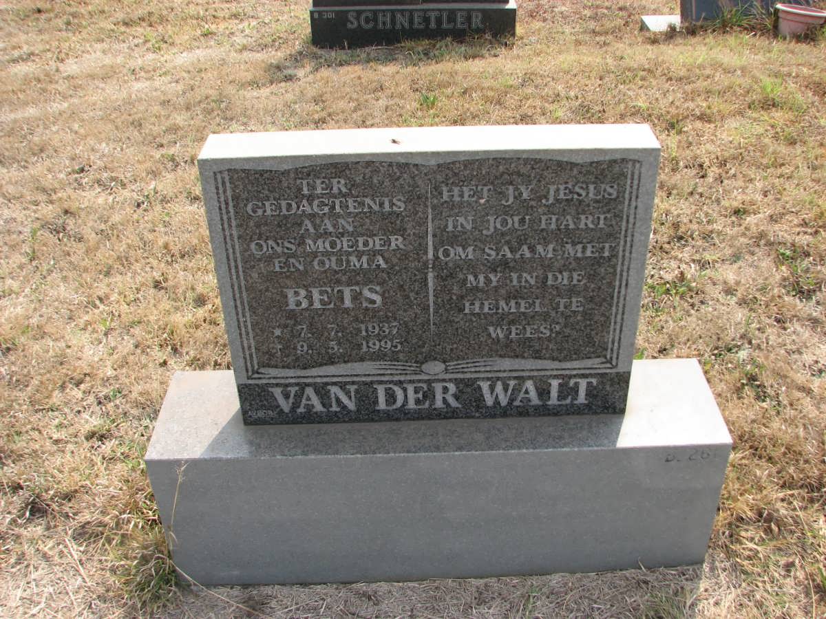 WALT Bets, van der 1937-1995