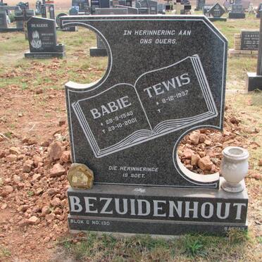BEZUIDENHOUT Tewis 1937- &amp; Babie 1940-2001