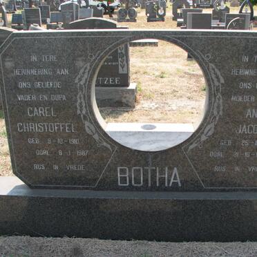 BOTHA Carel Christoffel 1910-1987 &amp; Anna Jacoba 1922-1986
