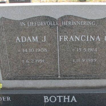 BOTHA Adam J. 1908-1991 &amp; Francina C. 1914-1989