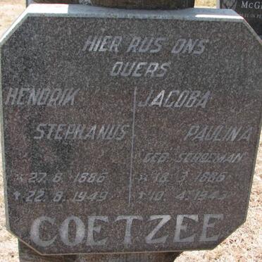 COETZEE Hendrik Stephanus 1886-1949 &amp; Jacoba Paulina SCHOEMAN 1886-1943