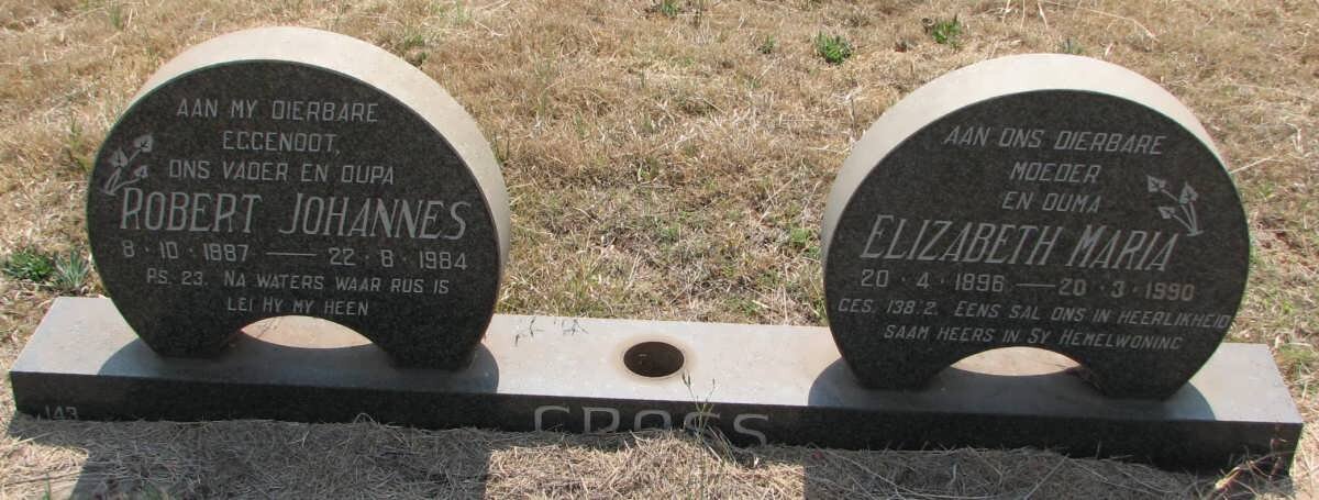 CROSS Robert Johannes 1887-1984 &amp; Elizabeth Maria 1896-1990