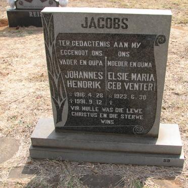 JACOBS Johannes Hendrik 1916-1991 &amp; Elsie Maria VENTER 1923-