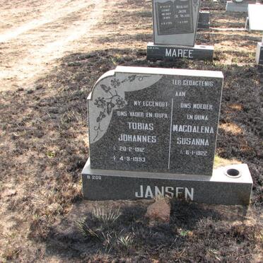 JANSEN Tobias Johannes 1912-1993 &amp; Magdalena Susanna 1922-