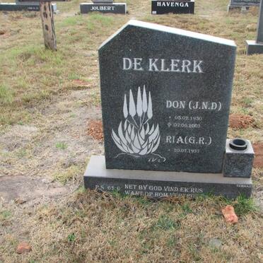 KLERK J.N.D., de 1930-2003 &amp;  G.R. 1937-