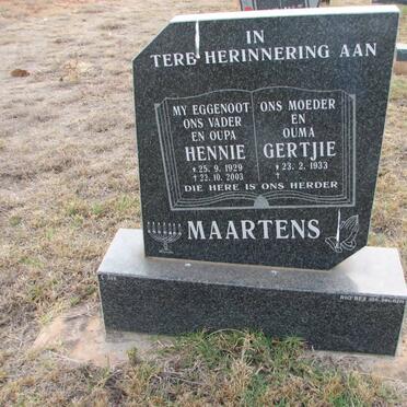MAARTENS Hennie 1929-2003 &amp; Gertjie 1933-