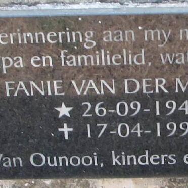MERWE Fanie, van der 1947-1999