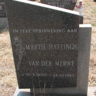 MERWE Martie, van der nee HATTINGH 1900-1985