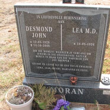 MORAN Desmond John 1928-2008 &amp; Lea M.D. 1926-