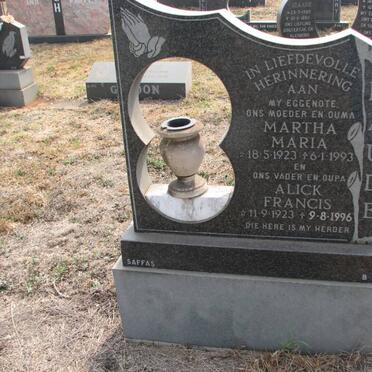 NAUDE Alick Frances 1923-1996 &amp; Martha Maria 1923-1993