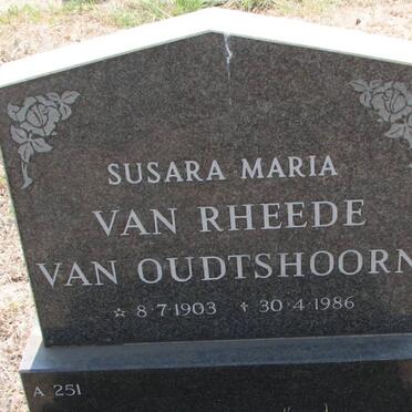 OUDTSHOORN Susara Maria, van RHEEDE van 1903-1986