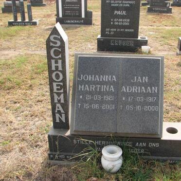 SCHOEMAN Jan Adriaan 1917-2000 &amp; Johanna Martina 1921-2001