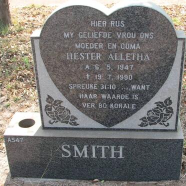 SMITH Hester Alletha 1947-1990