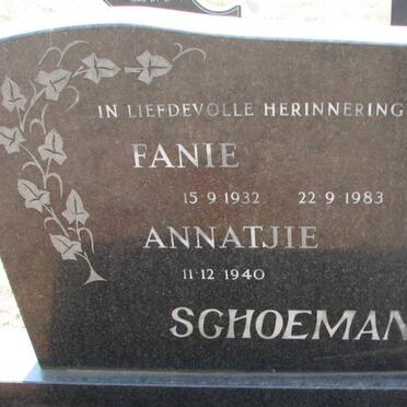SCHOEMAN Fanie 1932-1983 &amp; Annatjie 1940-