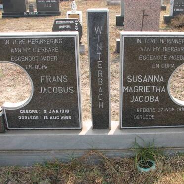 WINTERBACH Frans Jacobus 1918-1996 &amp; Susanna Magrietha Jacoba 1918-