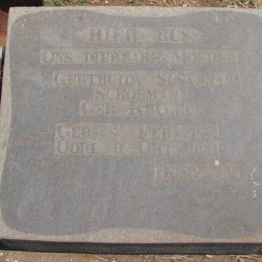 SCHOEMAN Gertruida Susanna nee KRUGEL 1881-1941