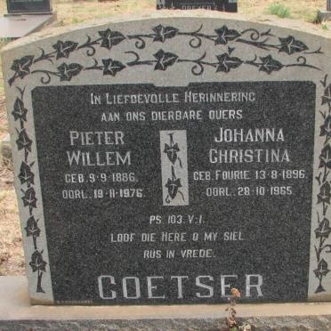 COETSER Pieter Willem 1886-1976 &amp; Johanna Christina FOURIE 1896-1965