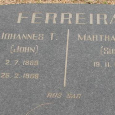FERREIRA Johannes T. 1889-1969 &amp; Martha M.M. 1896-