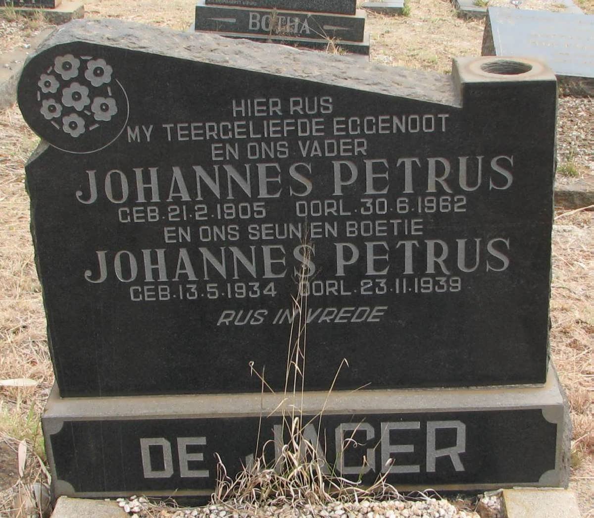 JAGER Johannes Petrus, de 1905-1962 :: DE JAGER Johannes Petrus 1934-1939