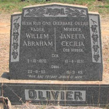 OLIVIER Willem Abraham 1870-1950 &amp; Janetta Cecilia VISSER 1871-1949