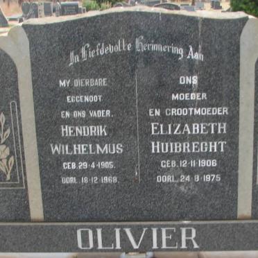 OLIVIER Hendrik Wilhelmus 1905-1968 &amp; Elizabeth Huibrecht 1906-1975
